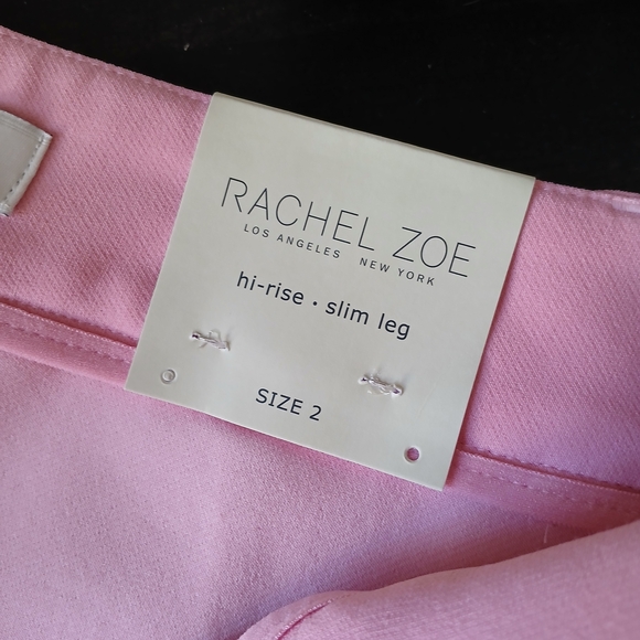 Rachel Zoe Pink Trousers, High-rise, Slim Leg, Barbie Pink, Sz 2, Stretch - Picture 4 of 10